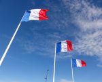 French flags blowing in the wind in Le Havre